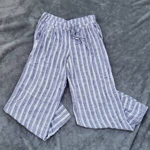 Bella Dahl Linen Look Vertical Striped Pants Womens Lightweight Summer Size XS